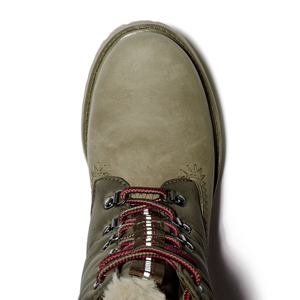 Bocanci 6-Inch Timberland Dama Masline Verzi - Premium Leather/Fabric Waterproof - Romania - TIANZC6